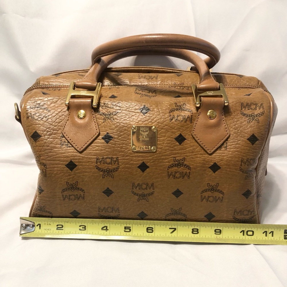 MCM Cognac Leather Handbag with Gold Accents